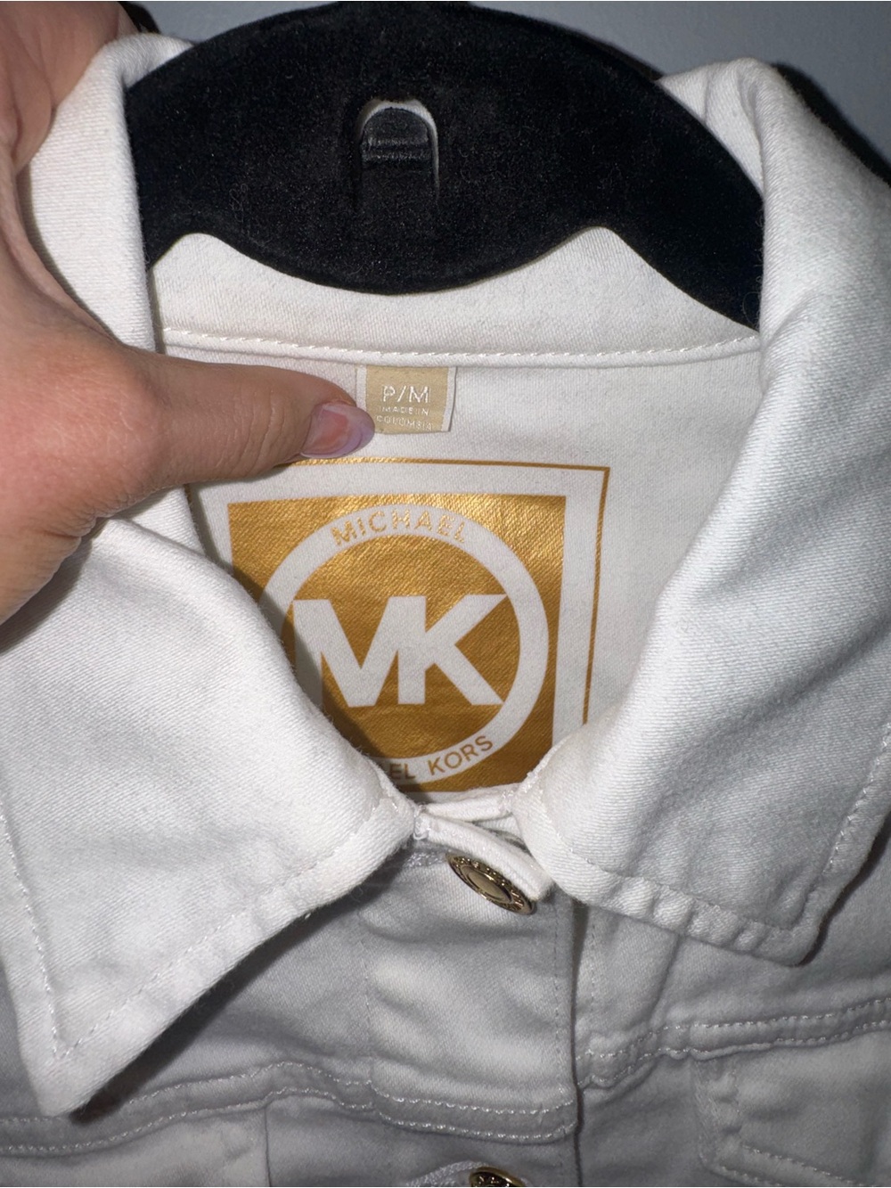 Michael Kors Cream Button-Front Denim Jacket - Picture 3 of 4